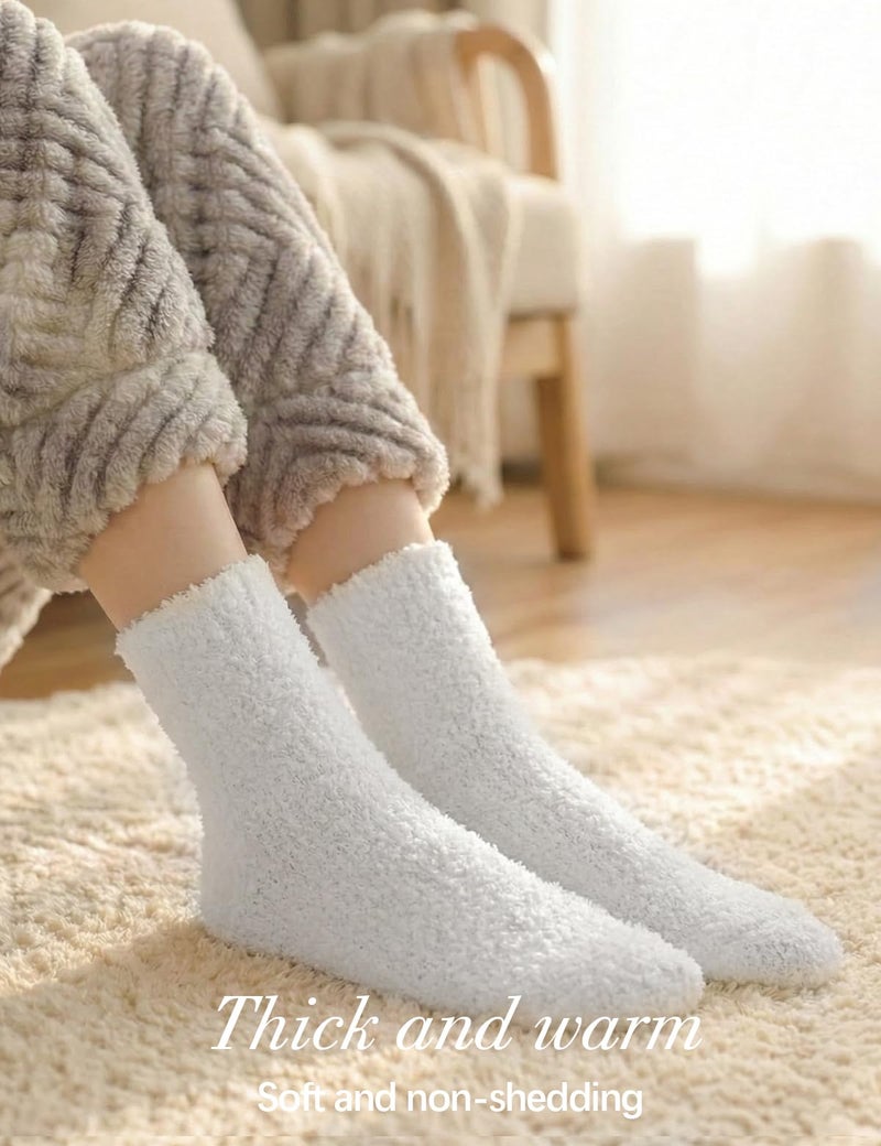 TOCONFFON Women's Cozy Fluffy Fuzzy Socks Plush Home Sleep Slipper Socks - Warm Cozy Gifts Ideas for Women 5,6,7,8 Pairs(5 White) - Image 3